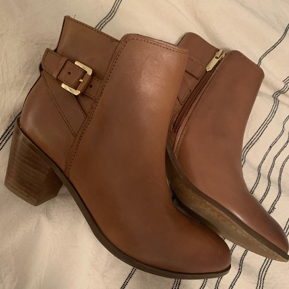 Sam Edelman Tan Brown Ankle Boots Faux Leather